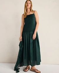 Ann Taylor Haven Well Within Ramie Blend Pleated Maxi Dress Deep Turquoise Women's