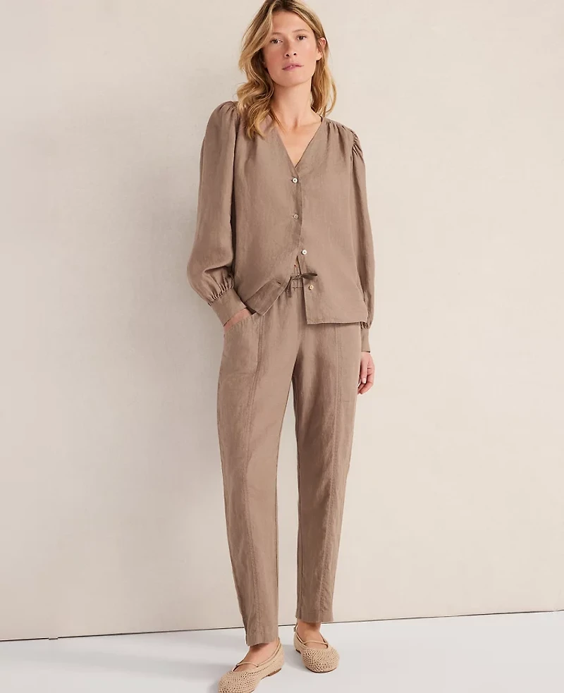Ann Taylor Haven Well Within Linen V-Neck Blouse Women's