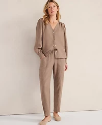 Ann Taylor Haven Well Within Linen V-Neck Blouse Women's
