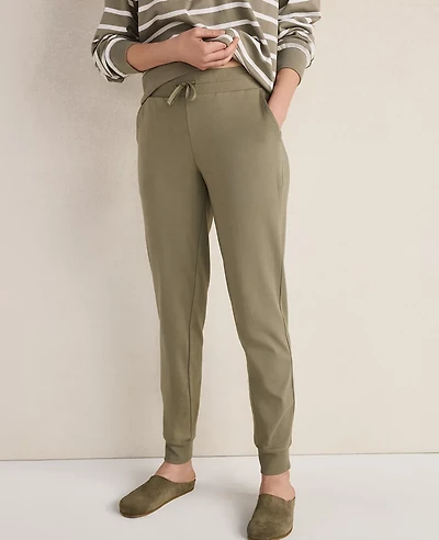 Ann Taylor Haven Well Within Organic Cotton Interlock Joggers Vetiver Women's