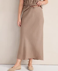 Ann Taylor Haven Well Within Linen Bias Cut Midi Skirt Chestnut Brown Women's