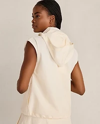 Ann Taylor Haven Well Within Woven Nylon Hooded Vest Sandstone Women's