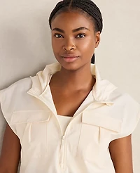Ann Taylor Haven Well Within Woven Nylon Hooded Vest Sandstone Women's