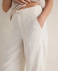 Ann Taylor Haven Well Within Heavyweight Linen Wide Leg Pants Ivory Women's