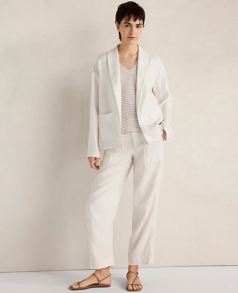 Ann Taylor Haven Well Within Heavyweight Linen Wide Leg Pants Ivory Women's