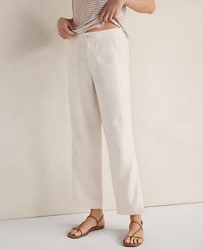 Ann Taylor Haven Well Within Heavyweight Linen Wide Leg Pants Ivory Women's