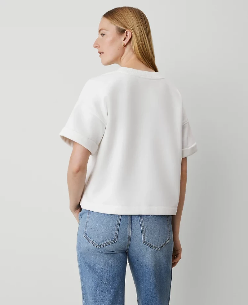 Ann Taylor Weekend Collection Sweatshirt Top Size Small White Women's
