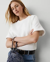 Ann Taylor Weekend Collection Sweatshirt Top Size Small White Women's