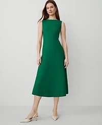 Ann Taylor The Boatneck Midi Dress Textured Drape Fresh Evergreen Women's