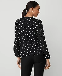 Ann Taylor Dotted Cowl Neck Top Size Medium Black Women's