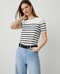 Ann Taylor Striped Sweater T-Shirt Navy/White Women's