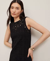 Ann Taylor Crochet Midi Sweater Dress Black Women's