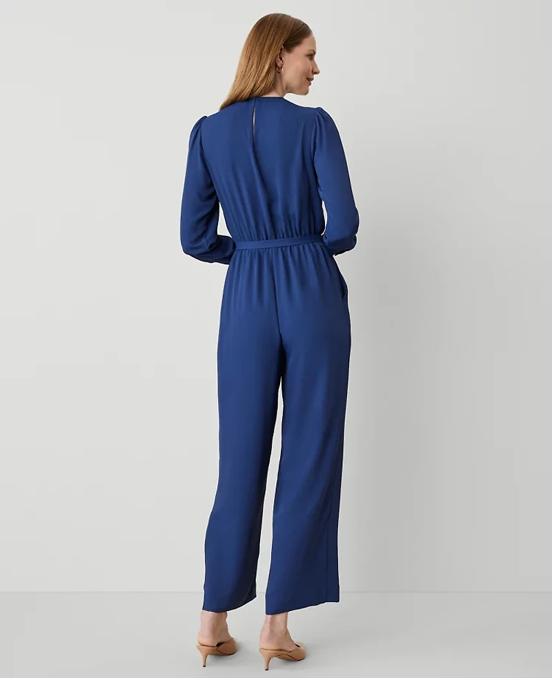 Ann Taylor Petite Wrap Jumpsuit Size 14 Calm Shores Women's