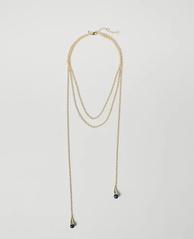 Ann Taylor Double Gem Necklace Goldtone Women's