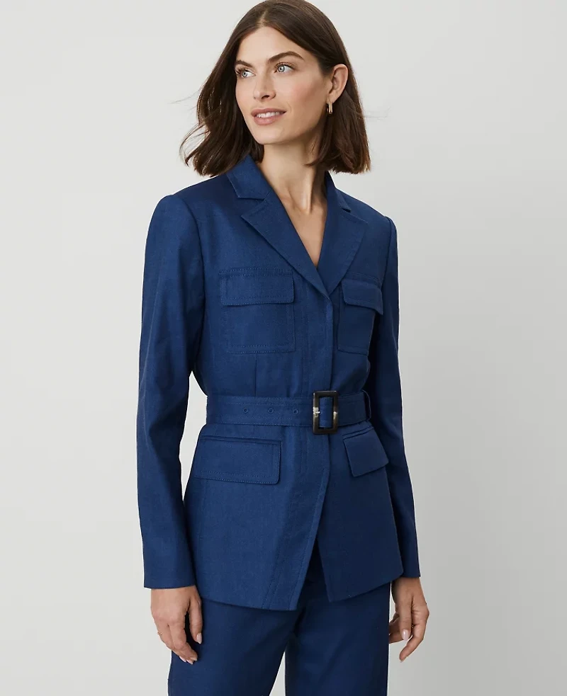 Ann Taylor Petite Linen Blend Safari Jacket Calm Shores Women's