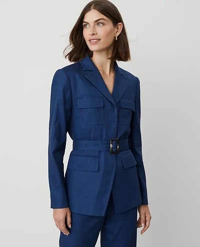 Ann Taylor Petite Linen Blend Safari Jacket Calm Shores Women's