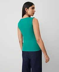 Ann Taylor Petite Pearlized Snap Shoulder Shell Top Size Small Shady Glade Women's