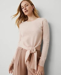 Ann Taylor Cashmere Tie-Waist Sweater Light Almond Women's