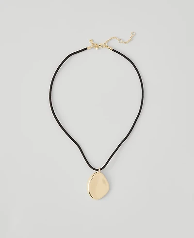 Ann Taylor Nugget Cord Necklace Goldtone Women's
