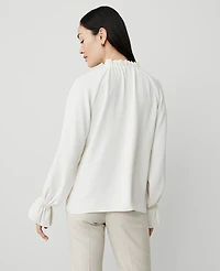 Ann Taylor Ruffle Raglan Popover Top Winter White Women's