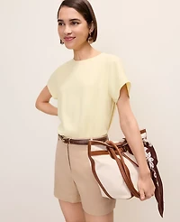 Ann Taylor Petite Mixed Media Crew Neck T-Shirt Women's