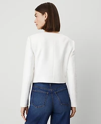 Ann Taylor Tweed Patch Pocket Jacket White Women's