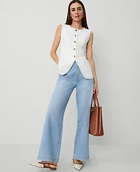 Ann Taylor Linen Blend Vest Top White Women's