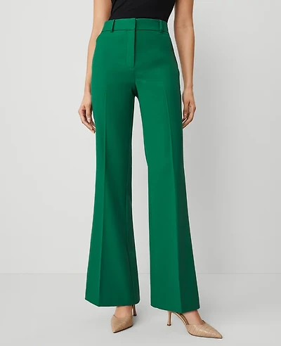 Ann Taylor The Flare Trouser Pant Textured Drape — Curvy Fit Fresh Evergreen Women's