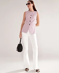 Ann Taylor The Petite Pull-On Flare Jean Size 16 White Women's