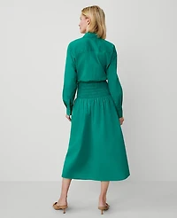 Ann Taylor Petite Flare Midi Shirtdress Shady Glade Women's