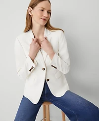 Ann Taylor The Greenwich Blazer Crinkle Crepe Winter White Women's