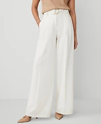 Ann Taylor The Belted Wide-Leg Pant Size 14 Winter White Women's