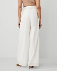 Ann Taylor The Belted Wide-Leg Pant Size 14 Winter White Women's