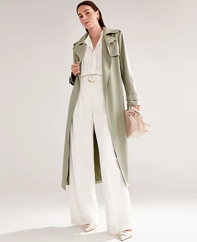 Ann Taylor The Belted Wide-Leg Pant Size 12 Winter White Women's