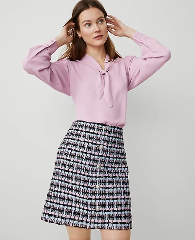 Ann Taylor Tweed Button Skirt Size 10 Orchid Breeze Women's