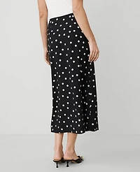 Ann Taylor Petite Dotted Crepe Button Midi Skirt Size 4 Black Women's