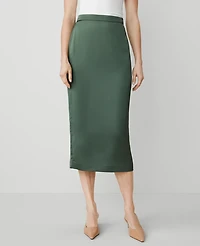 Ann Taylor Petite Crepe Column Midi Skirt Size 16 Topiary Green Women's