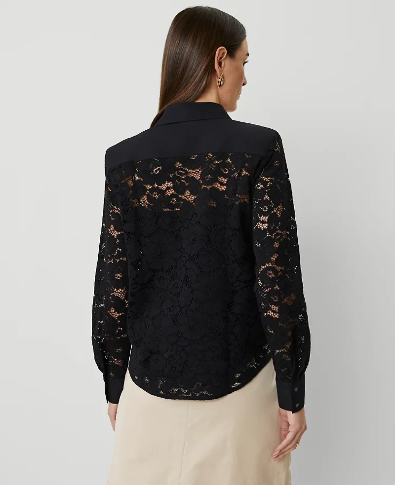 Ann Taylor Petite Lace Shirt Women's