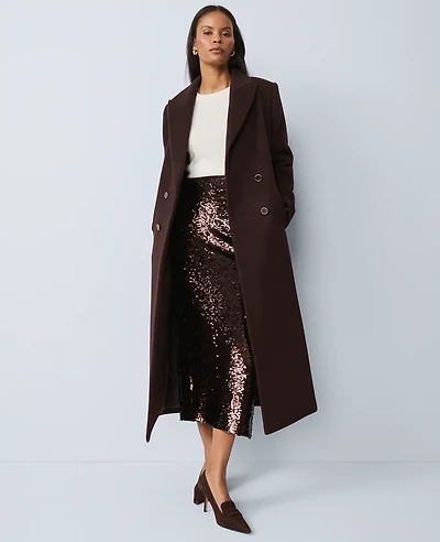 Ann Taylor Studio Collection Sequin Pencil Skirt Pure Chocolate Women's