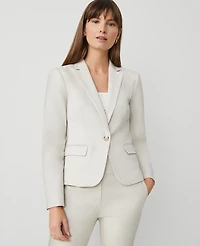 Ann Taylor The Petite One-Button Blazer Stretch Cotton Tahini Women's