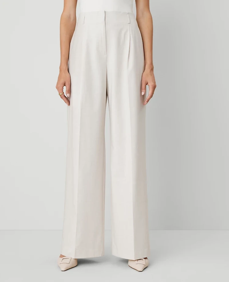 Ann Taylor The Petite Wide-Leg Pant Size 16 Tan Texture Women's
