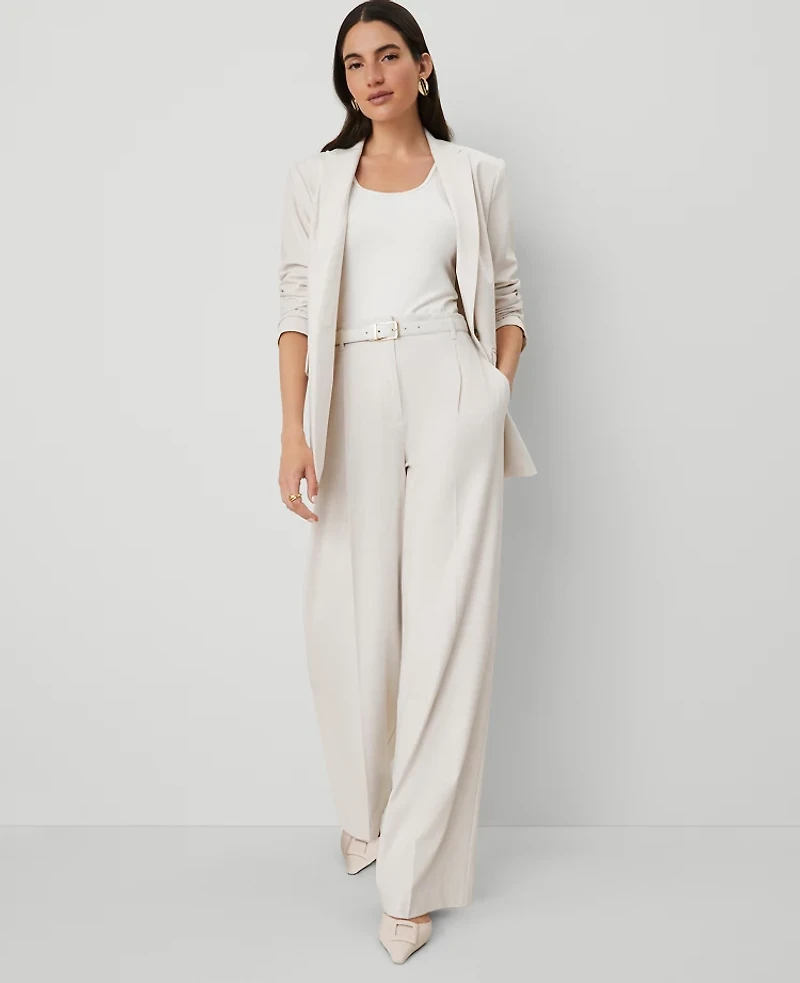 Ann Taylor The Petite Wide-Leg Pant Size 16 Tan Texture Women's