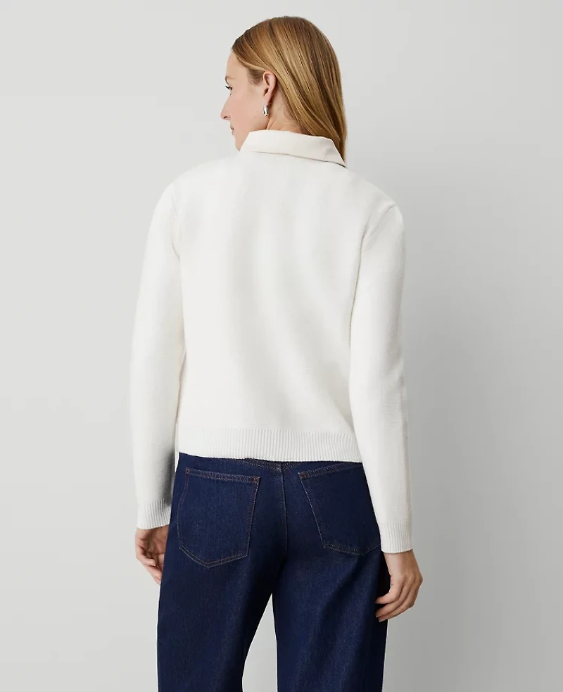 Ann Taylor Weekend Collection Denim Sweater Jacket Size XL Winter White Women's