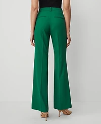 Ann Taylor The Petite Flare Trouser Pant Textured Drape — Curvy Fit Fresh Evergreen Women's