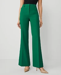 Ann Taylor The Petite Flare Trouser Pant Textured Drape — Curvy Fit Fresh Evergreen Women's