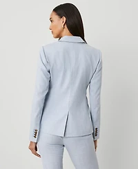 Ann Taylor The Hutton Blazer Plaid Blue/White Combo Women's