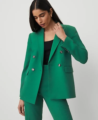 Ann Taylor The Petite Tailored Blazer Textured Drape Fresh Evergreen Women's
