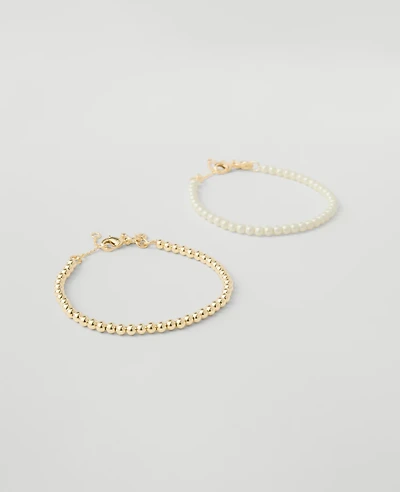 Ann Taylor Pearlized Metal Bracelet Set Goldtone Women's