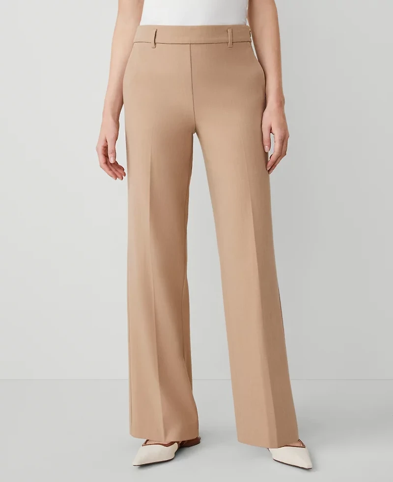 Ann Taylor The Side-Zip Straight Pant in Bi-Stretch Size 10 Cafe Au Lait Women's