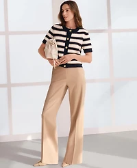 Ann Taylor The Side-Zip Straight Pant in Bi-Stretch Size 10 Cafe Au Lait Women's